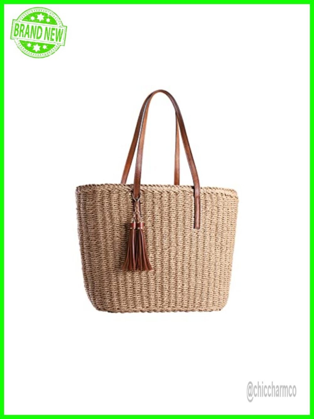Straw Tote Bag Woven Handmade Shoulder Handbag Travel Summer Purse
